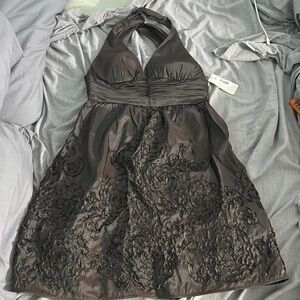 Adrianna Papell Brown A-line Backless Halter Dress for Cocktail